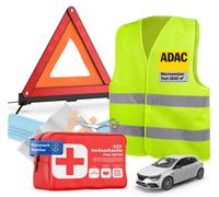6 en 1 - Trousse de secours pour voiture 2022 - Trousse de secours pour voiture - Trousse de secours & Gilet de sécurité Gilet de sécurité & Triangle de signalisation - Accessoires pour voiture