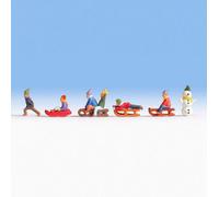 6 enfants jouant dans la neige + bonhomme-HO-1/87-NOCH 15819