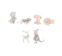 6 Ensembles of Wooden Animal Puzzle Crafts DIY Assembly Toy for Fun Educational Jigsaw Models