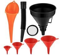 6 Entonnoirs de Carburant de Bouche Plastique Flexibles à Angle Droit, Entonnoir Universel à Essence avec Bec Détachable et Entonnoirs à Longue pour Moto Voiture Automobile, Rouge/orange/noir