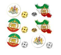 6 épinglettes à revers du drapeau de l'ancienne Iran Perse en lot, différents styles en métal, lion persan iranien, soleil et couronne, épingle badge, série souvenir de voyageur, accessoires cadeaux