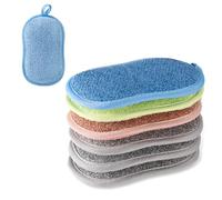 6 Eponge Magique à Vaisselle lavables en Microfibre, éponges Eponge reutilisable Lavable, Un côté Rugueux et Un côté Doux pour casseroles, poêles, Vaisselle