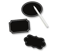 6 étiquettes ardoise autocollantes noires avec craie - 3 formes (ovale rectangulaire baroque)
