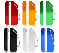 6 étiquettes de bagage noires pour valises, étiquettes de bagages en métal pour sac de voyage, étiquettes de valise étanches avec carte d'identité nominative pour famille, couple, amis (6 couleurs)