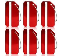 6 étiquettes de bagage noires pour valises, étiquettes de bagages en métal pour sac de voyage, étiquettes de valise étanches avec carte d'identité nominative pour famille, couple, amis (rouge)