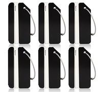 6 étiquettes de bagage noires pour valises, étiquettes de bagages en métal pour sac de voyage, étiquettes de valise étanches avec carte d'identité nominative pour famille, couple, amis (noir)