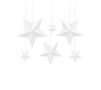 P&D 6 Etoiles à Suspendre 3D Blanches noël - Blanc - Taille Unique