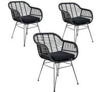 6 Fauteuils de jardin noirs TRIESTE Noir G