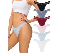 6 Femmes Tanga Coton Dentelle sous-Vêtements V-Taille Bow Culotte Sexy Confortable Bikini Set S-XL