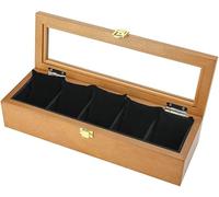 6 Fentes en Bois Boîte De Montre Affichage De La Montre Boîtier avec Couvercle en Verre Porte-Montre avec Coussins De Montre Amovibles Boucle en Métal Verrouillable pour Hommes Fem, Black