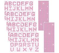 6 Feuilles Autocollants de Lettre d'Alphabet en Strass Scintillants et Autocollants de Lettre à Paillettes de Pierres Précieuses de Bordure, 26 Stickers de Lettres en Cristal Bling (Rose)