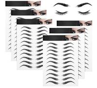 6 Feuilles Autocollants de Sourcils Imperméables Ressemblant à des Cheveux 4D Autocollants de Sourcils Autocollants Toilettage des Sourcils de Style d'Arche, 66 Paires (Sourcil Haute Voûte, Noir)