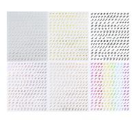 6 feuilles d'autocollants d'art pour ongles avec lettres anglaises 3D rétro, 6 pièces d'autocollants noirs, dorés, argentés et colorés 3D autoadhésifs avec design d'alphabet, autocollants d'art pour o