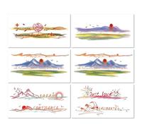 6 Feuilles D'Autocollants De Tatouage De Poignet Colorés Pour Les Couples De Filles Tatouages Temporaires De Paysage De Montagne Aquarelle Conception De Citations Inspirantes
