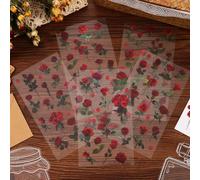 6 Feuilles / Pack Autocollants de scrapbooking PET série Rose imperméables, pré-découpés Taille UniquePET