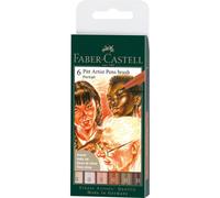 Faber Castell 167167 - Crayon à encre de Chine PITT artist pen B, mélange de couleurs Portrait, 6 pièces