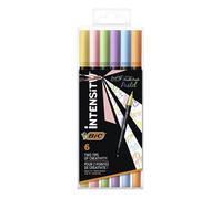 6 Feutres Bic Intensity Dual Tip Pastel Double Pointe Pinceau + Fine