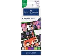 Faber-Castell 164810 - Goldfaber Sketch Marker Graphic Novel, étui de 6 marqueurs à alcool avec pointe Brush et pointe Fineliner
