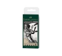 Faber-Castell Stylo à encre Pitt Artist Pen 167154 – noir (couleur 199), pointes XXS–1,5, étui de 6