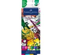 Faber-Castell 164525 - Goldfaber Aqua Dual Marker, Graffiti, avec pointe pinceau et pointe fineliner, étui de 6 pièces