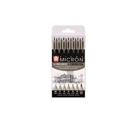 6 Feutres - Noir - Assortiment De Pointes - Pigma Micron Noir - Sakura