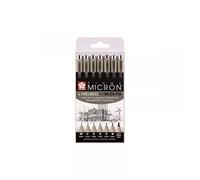 6 Feutres - Noir - Assortiment De Pointes - Pigma Micron Noir - Sakura