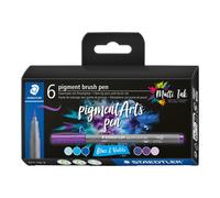 6 Feutres - Pointe Pinceau - Staedtler - Pigment Arts Pen - Assortis Bleu Et Violet