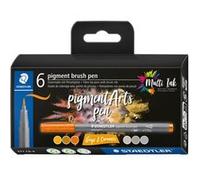 STAEDTLER - Pigment Art - Pigment brush 371 - Etui carton 6 feutres pointe pinceau gris & caramels assortis - 371 C6-4