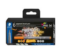 Staedtler Feutres à pointe pinceau Pigment Brush 371 – Étui carton 6 gris et caramels – C6-4