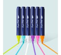SUPER PETIT - 6 FEUTRES EFFACABLES POUR VITRES ET MIROIRS:6 feutres à l’eau lavables pour vitres et miroirs. Feutre extra large - pointe ronde 3mm - Parfait pour faire les décorations de Noel