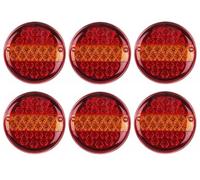 6 Feux Arrière Hamburger LED 12V - 24V 25 LED Lampe Rond 3 Fonctions Stop Position Clignotant Universels Pour Camion Remorque Véhicule Utilitaire Agricole Caravane Camping-car