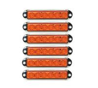 6 Feux de Gabarit Latéraux LED Orange/Jaune 12V 24V Feu de Position avec Cadre Chromé pour Camion Poids Lourds Caravane Camping-car Remorque