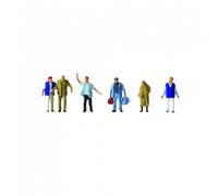 6 figurines marchantes dont 2 personnels d'accueil - PREISER 14046 - HO 1/87