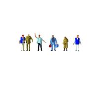 6 figurines marchantes dont 2 personnels d'accueil - PREISER 14046 - HO 1/87