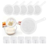 6 Filtre à Tamis Fin, Passoire Fine en Nylon Ultra-fine, Tamis à Mailles 80/100/120/200/300/400 avec Crochet, Tamis Cuisine et Étamine Alimentaire pour Filtrer Jus, Lait, Lait de Soja, Vin, Café