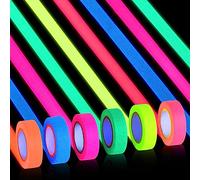 6 Fluorescente Néon Ruban, 15mmx5m Ruban adhésif fluorescent, Ruban Phosphorescent, Lumineux Ruban Adhésif Autocollant, Glow in the Dark Tape