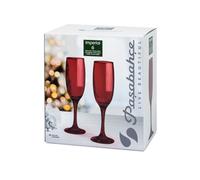 6 Flûtes Imperial En Verre Couleur Rouge Cl 21. Adaptées Au Lavage Dans