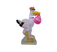 6 Foot Tall Baby Shower Inflatable Pink Stork It's a Girl Special Delivery Baby Announcement LED Lights Lighted Blowup Party Decoration for Outdoor Indoor Home Celebration Garden Yard Lawn Prop