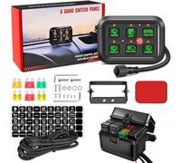 6 Gang Panneau de Commutation 12V, Système de Relais de Contrôle de Circuit Universel avec Panneaux de Commutation Tactiles à Intensité Variable RVB Sept Couleurs pour Voiture Camion SUV Bateau