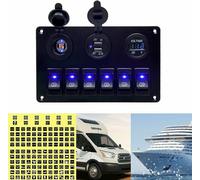 6 Gang Waterproof Circuit LED rocker switch panel switch on Car Marine Boat Blue Light