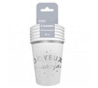 6 GOBELETS CARTON ANNIVERSAIRE 25 RGENT Gris Argent