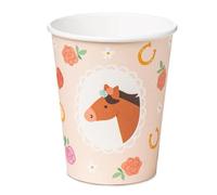 PartyDeco Gobelets en carton Cheval Fleur 22 cl lot de 6 Rose