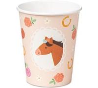 PartyDeco Gobelets en carton Cheval Fleur 22 cl lot de 6 Rose