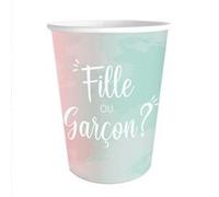 6 gobelets carton gender reveal 25cl bicolore - sud trading cd7385 Rose G