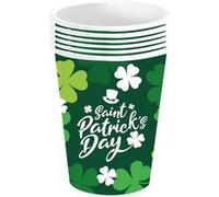 Fiestas Guirca – Gobelets jetables St. Patrick – 6 x 240 ml (9 cm) Vert/Blanc