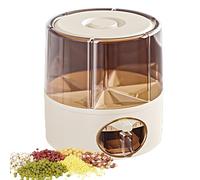 6-Grid Rotating Food Dispenser for Kitchen | -Click Rice Storage Container with Rotating Design | Multi-Compartment Grain Dispenser for Rice, Beans, and Cereals | Easy Access Food Storage Bucket