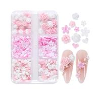 6 grilles en forme de cœur pour ongles - Belle fleur en résine - Fournitures de manucure - Décorations artistiques