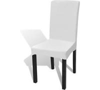 6 housses de chaise dos droit extensibles blanches Blanc G