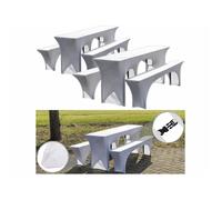 : 6 housses extensibles pour tables et bancs - coloris blanc