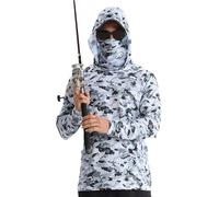 6-i-1 Professioal Upf50 Fishig Clothig, Su Protectio Fishig Shirt pour Me Log Sleeve Camo Hoo, D, XL